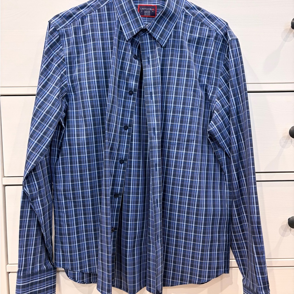UNTUCKit Men's Blue Plaid Shirt